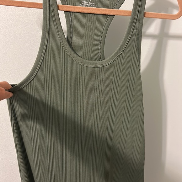 NWT. Aerie Ribbed Midi Dress. Round Hem. Olive Green. Small. - Picture 5 of 5